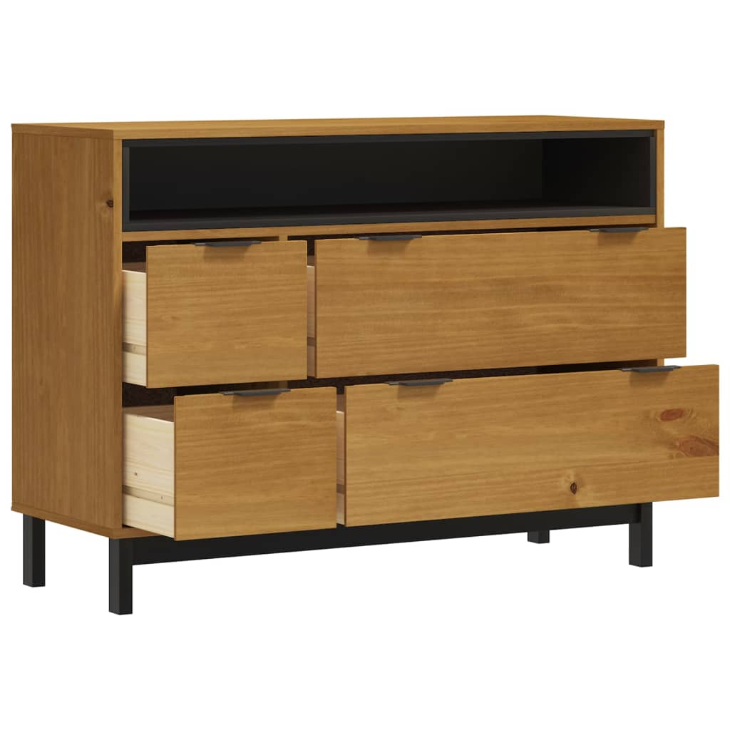 vidaXL Drawer Cabinet FLAM 110x40x80 cm Solid Wood Pine - Sudd