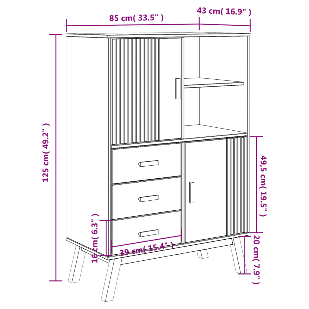 White and Brown Highboard - Sudd