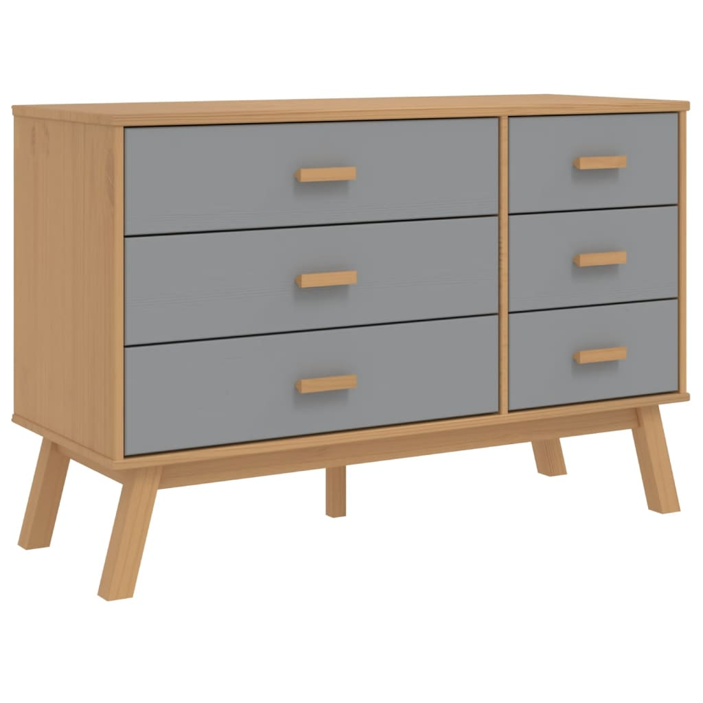 vidaXL Drawer Cabinet OLDEN Grey and Brown Solid Wood Pine - Sudd