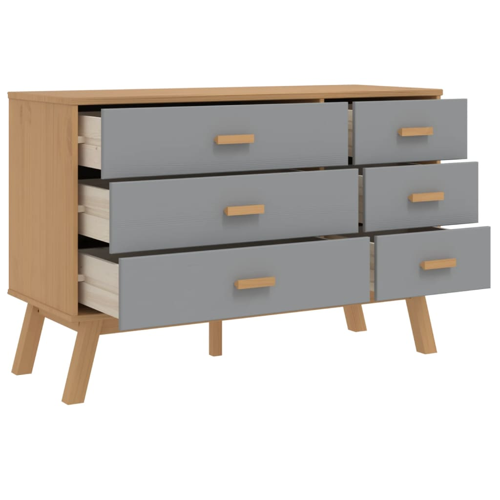 vidaXL Drawer Cabinet OLDEN Grey and Brown Solid Wood Pine - Sudd