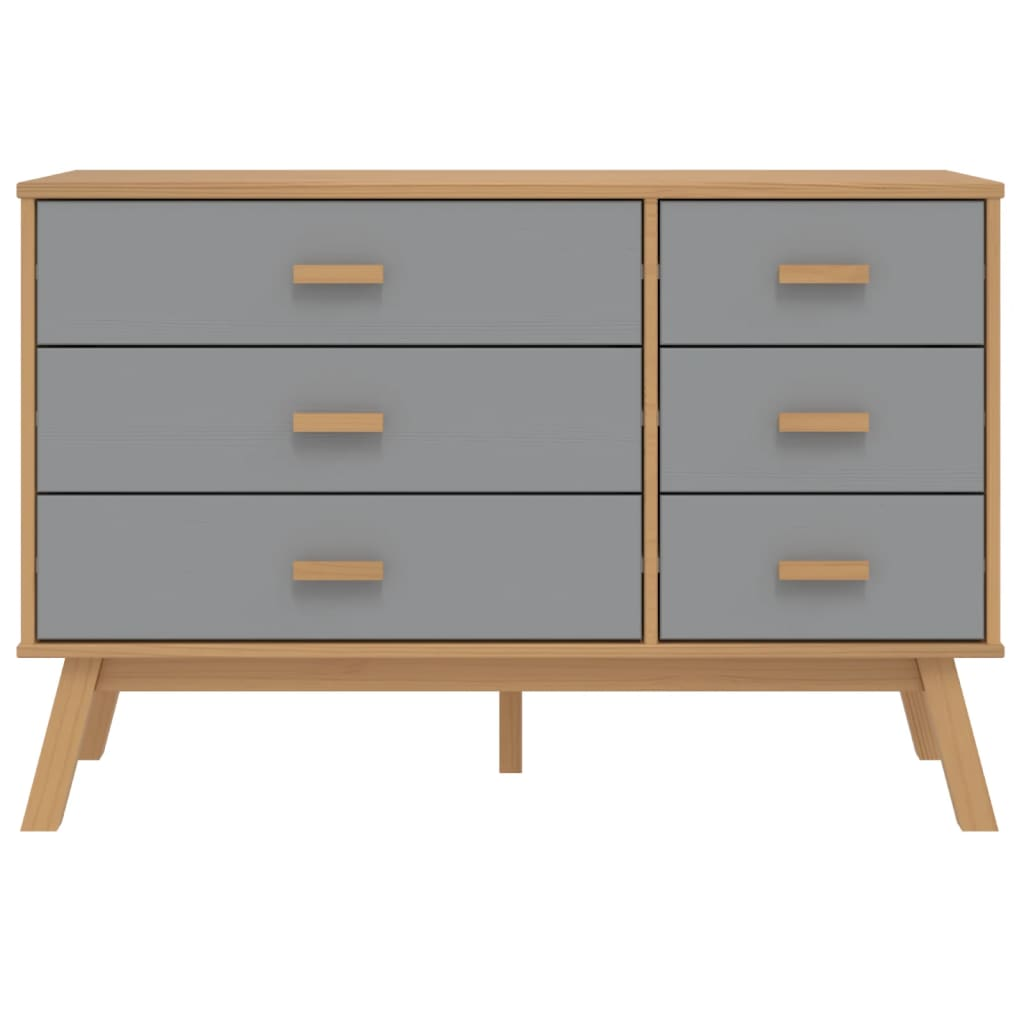 vidaXL Drawer Cabinet OLDEN Grey and Brown Solid Wood Pine - Sudd