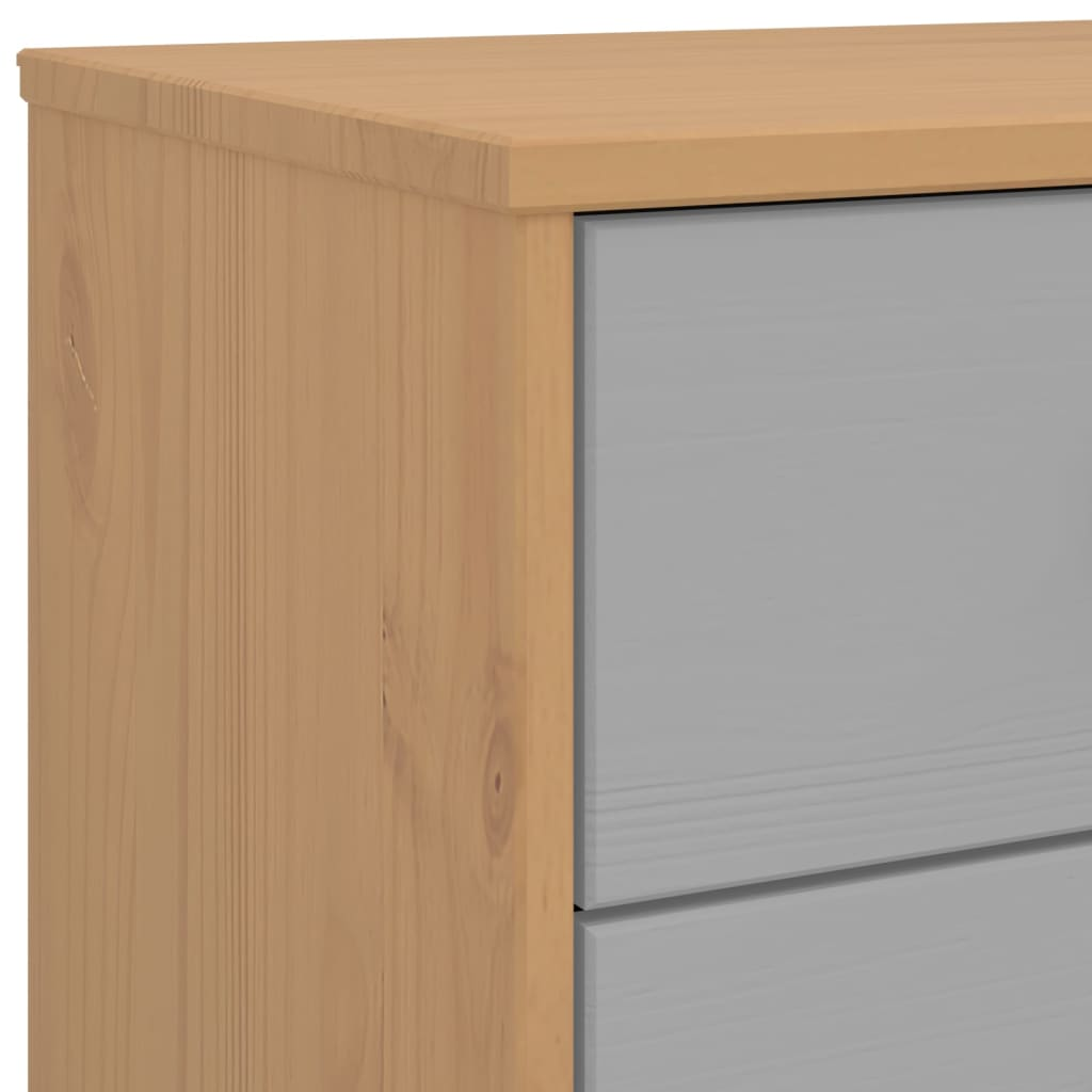 vidaXL Drawer Cabinet OLDEN Grey and Brown Solid Wood Pine - Sudd