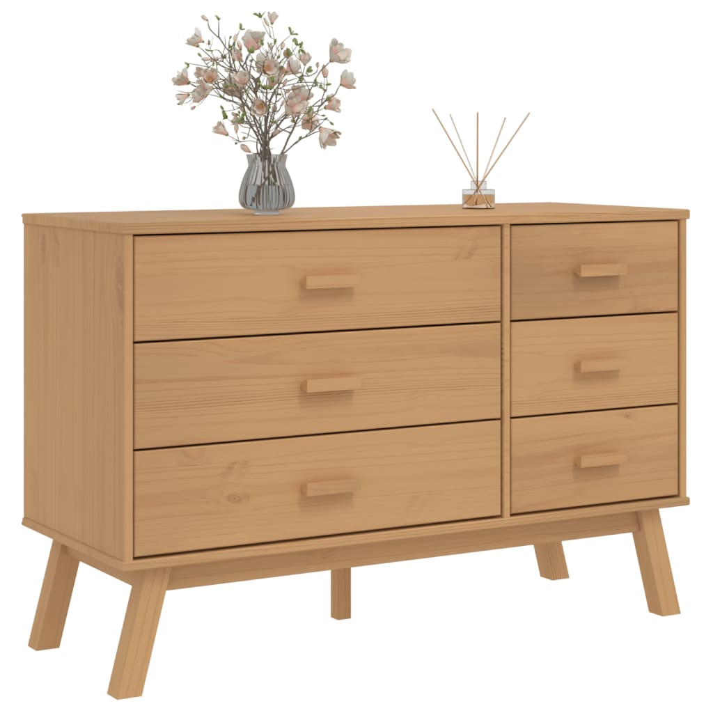 vidaXL Drawer Cabinet OLDEN Brown Solid Wood Pine - Sudd