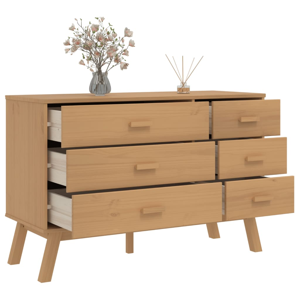 vidaXL Drawer Cabinet OLDEN Brown Solid Wood Pine - Sudd