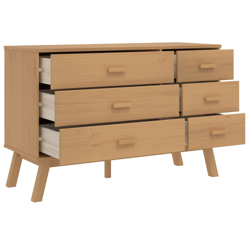 vidaXL Drawer Cabinet OLDEN Brown Solid Wood Pine - Sudd