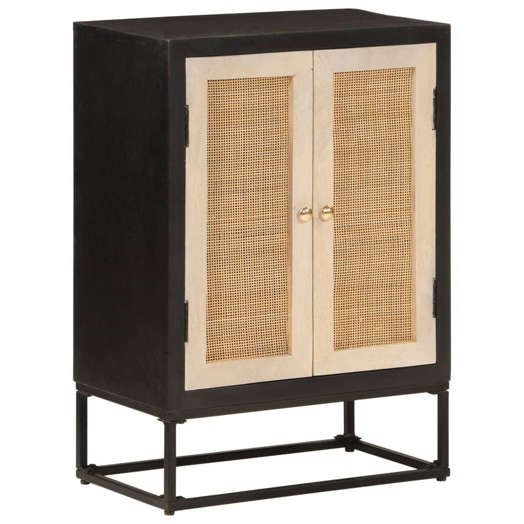 vidaXL Sideboard Black 55x30x76 cm Solid Wood Mango and Iron - Sudd