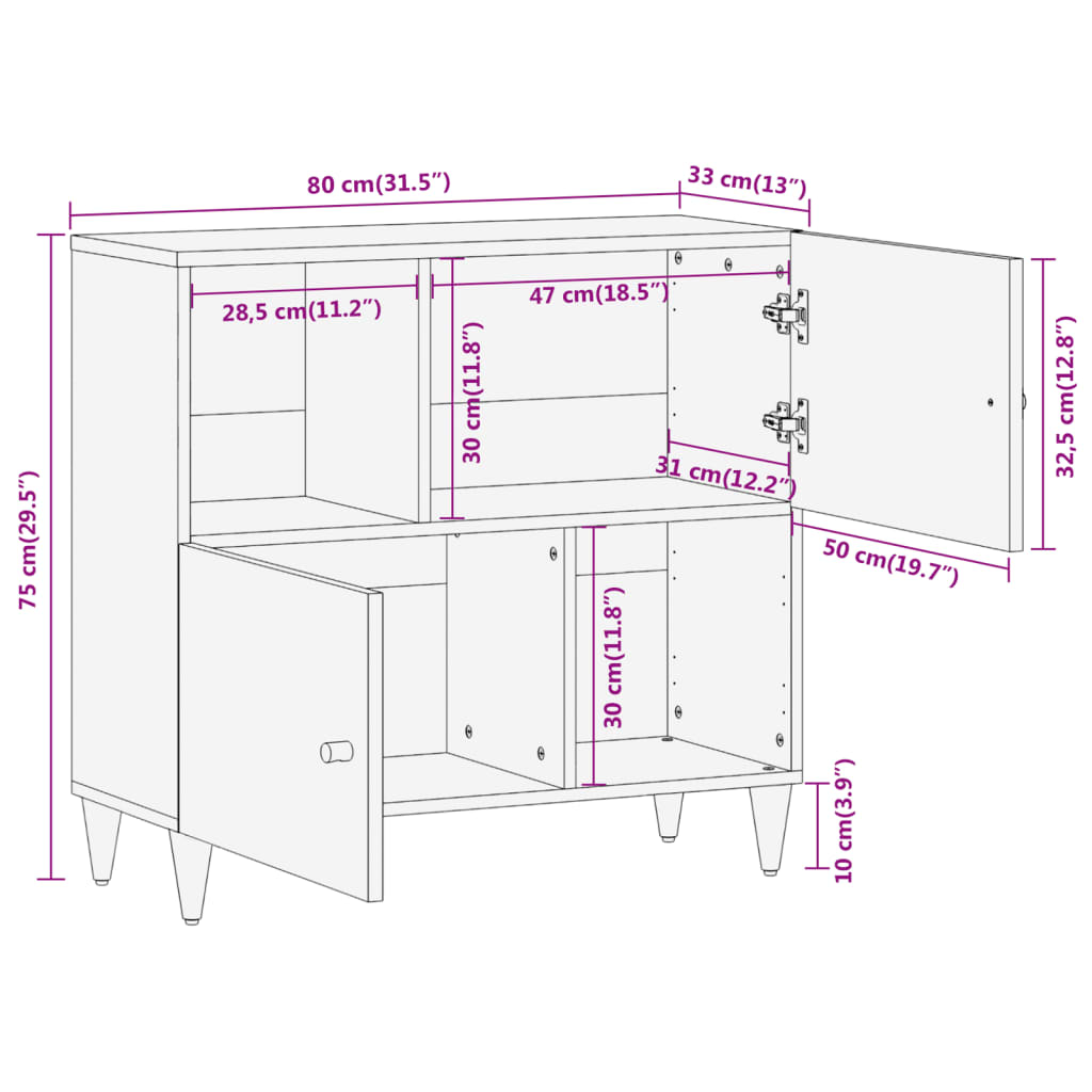 Mango Wood Side Cabinet - Sudd