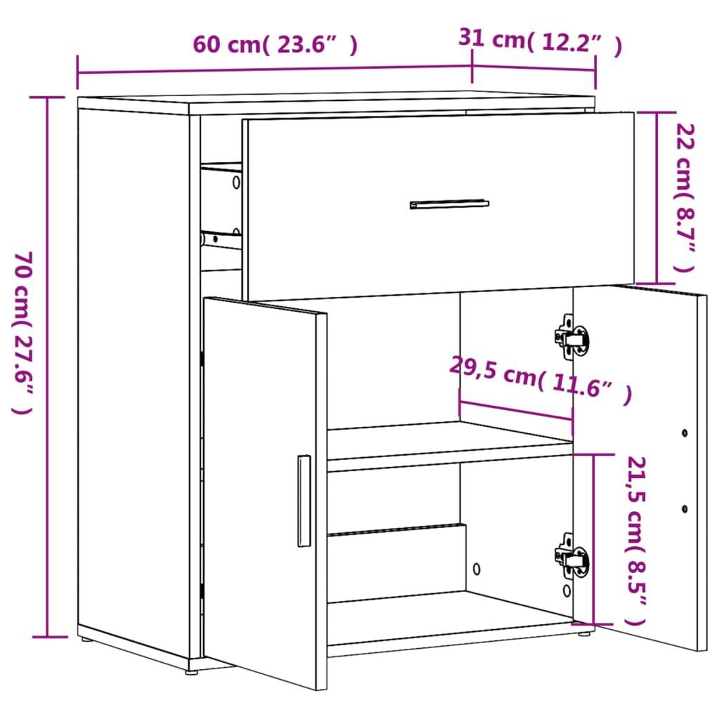 Brown Oak Sideboard - Sudd