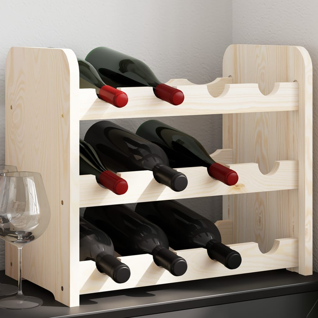 Wine Rack Solid Wood Pine - Sudd