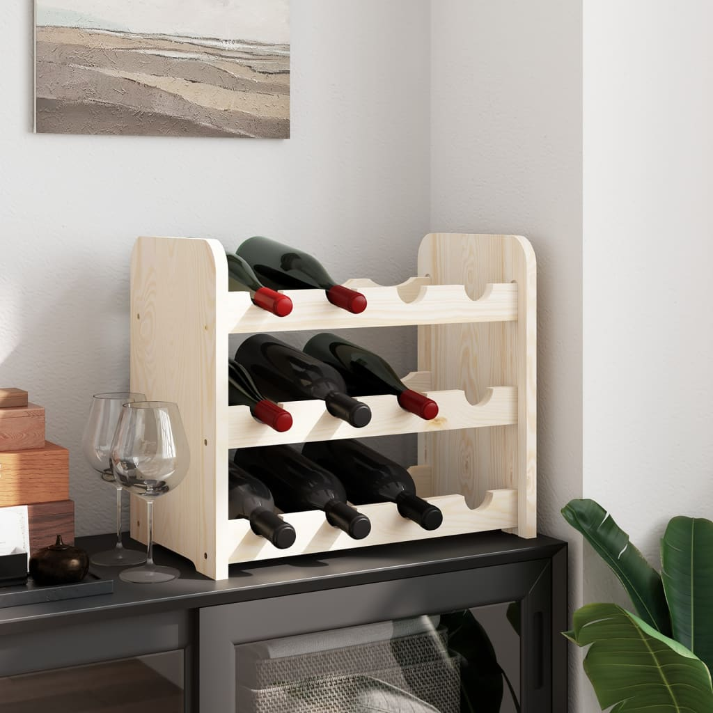 Wine Rack Solid Wood Pine - Sudd