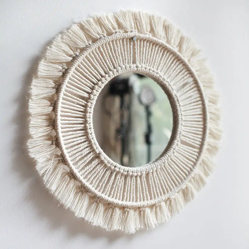 Macrame Mandala Hanging Wall Mirror - Sudd