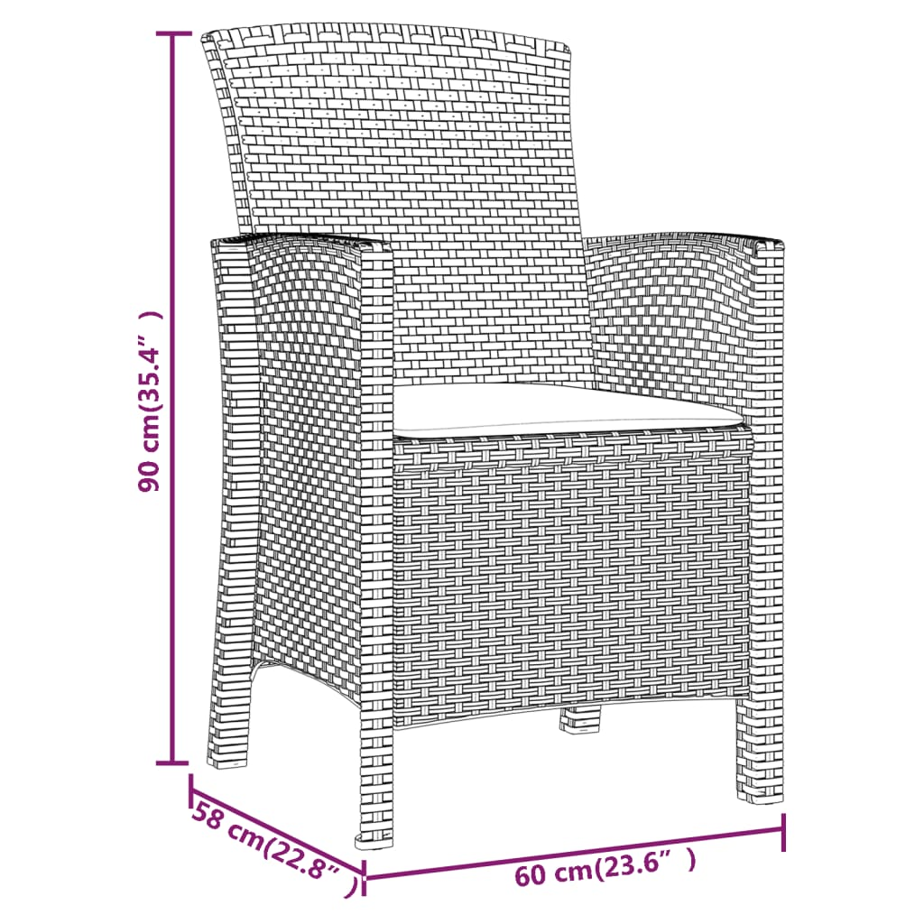 vidaXL Garden Chairs 2 pcs with Cushions PP Rattan Graphite