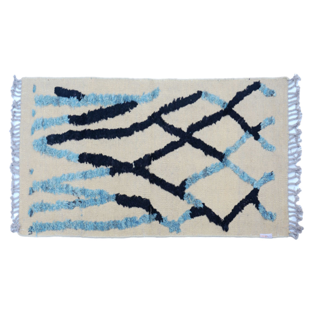 IKAT Malayta Casper Kilim Rug - Handwoven, Colorful, and Attractive Blue Rug - Sudd