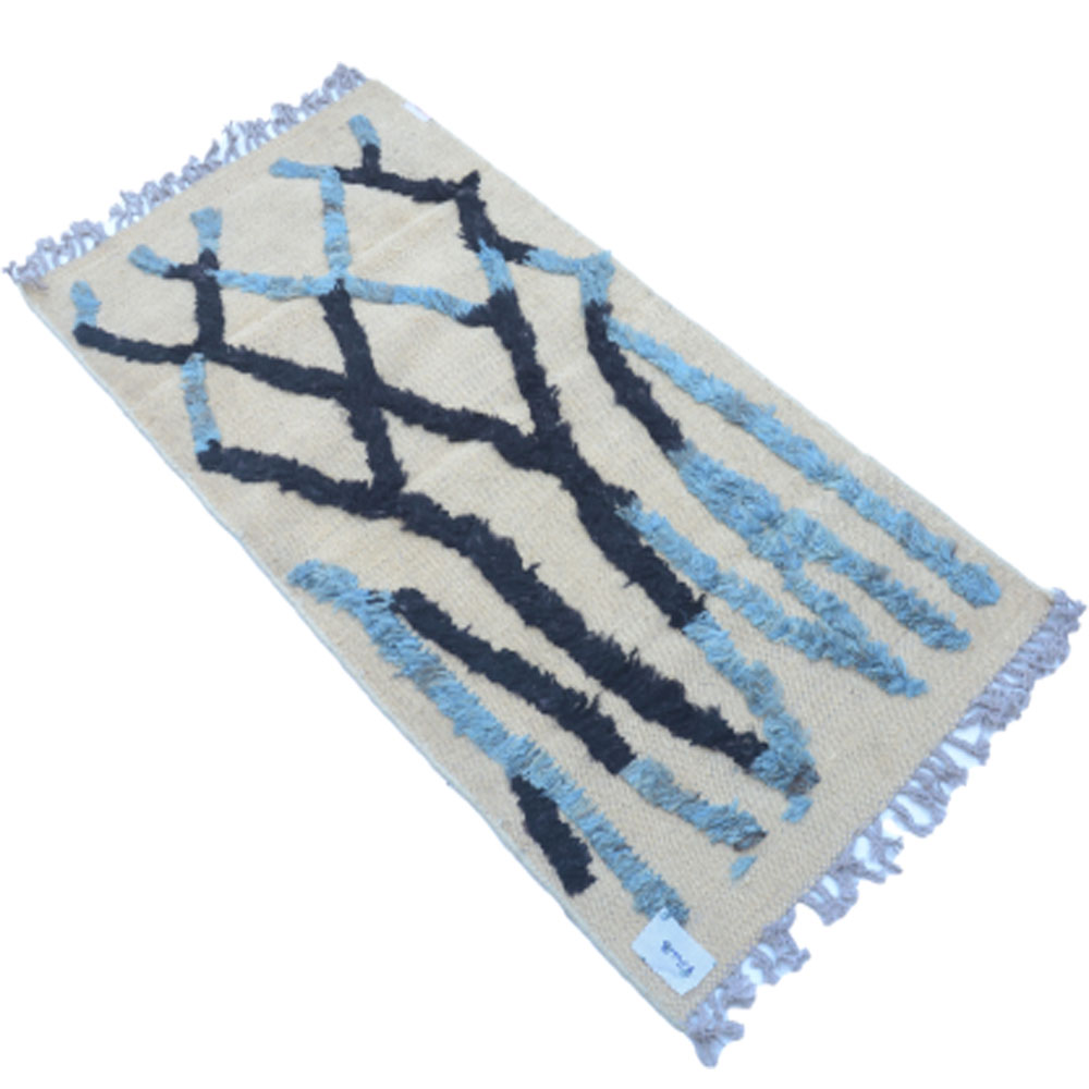 IKAT Malayta Casper Kilim Rug - Handwoven, Colorful, and Attractive Blue Rug - Sudd