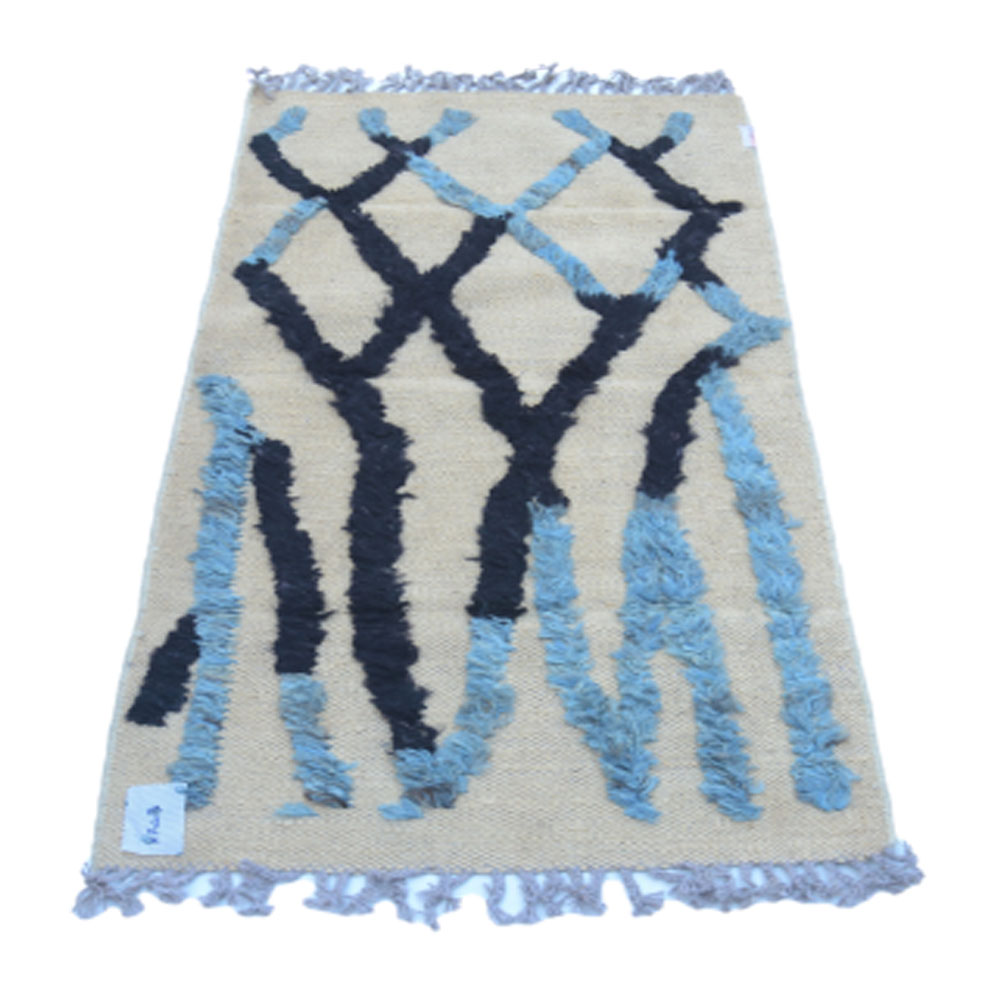 IKAT Malayta Casper Kilim Rug - Handwoven, Colorful, and Attractive Blue Rug - Sudd