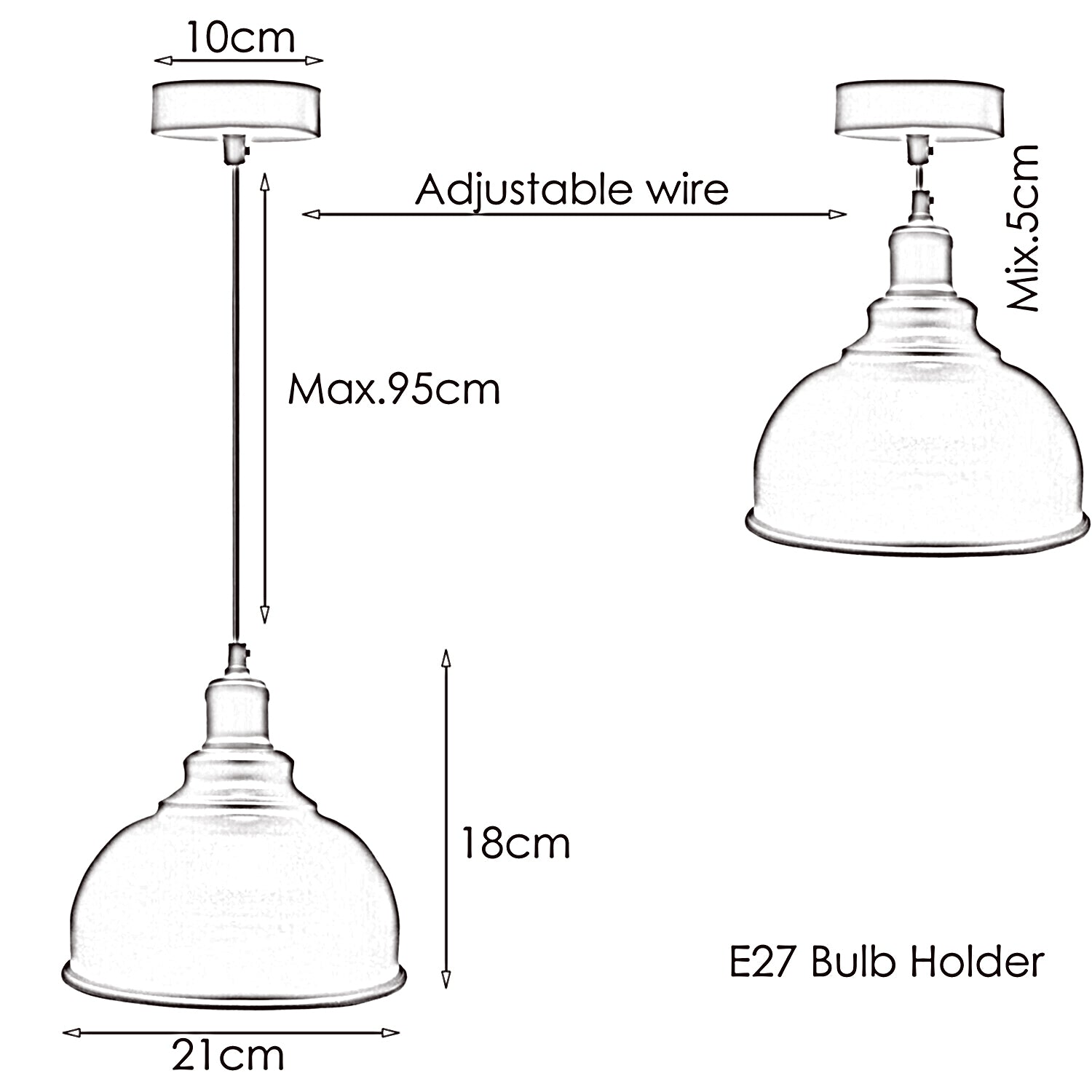 Pendant Lamp Industrial Lamp Dome Brushed Copper Hanging Lamp - Sudd