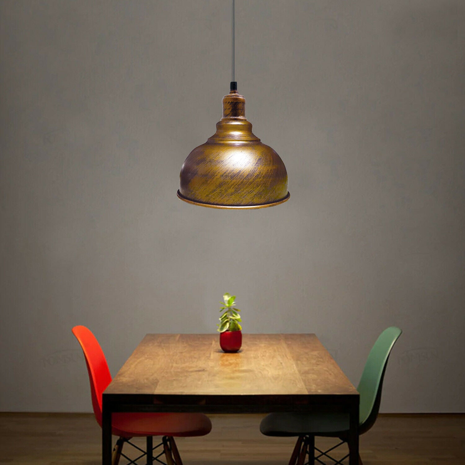 Pendant Lamp Industrial Lamp Dome Brushed Copper Hanging Lamp - Sudd