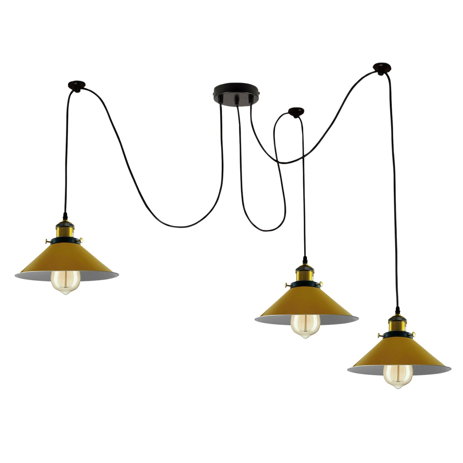 Modern Large Spider Braided Pendant Lamp - Hanging Yellow Cone Shades Ceiling Lighting - Sudd