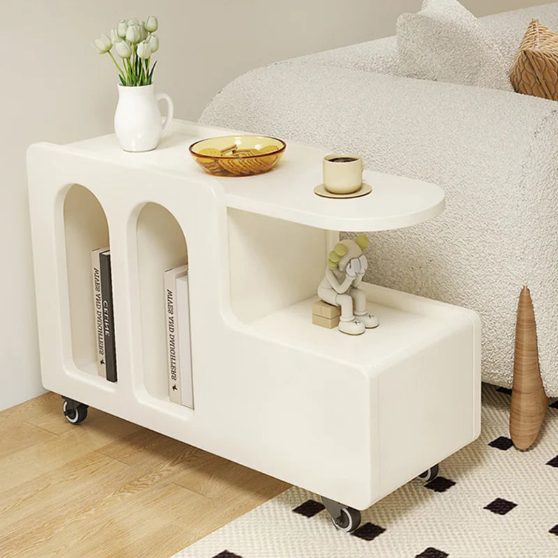 Nordic Rounded Side Table With Storage - Sudd