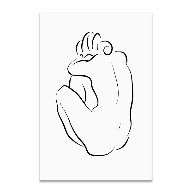 Abstract Line Drawn Fetal Position Print - Sudd