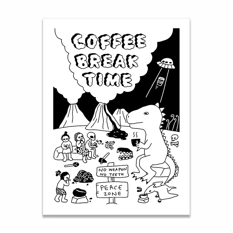 Coffee Break Time Cartoon Print - Sudd