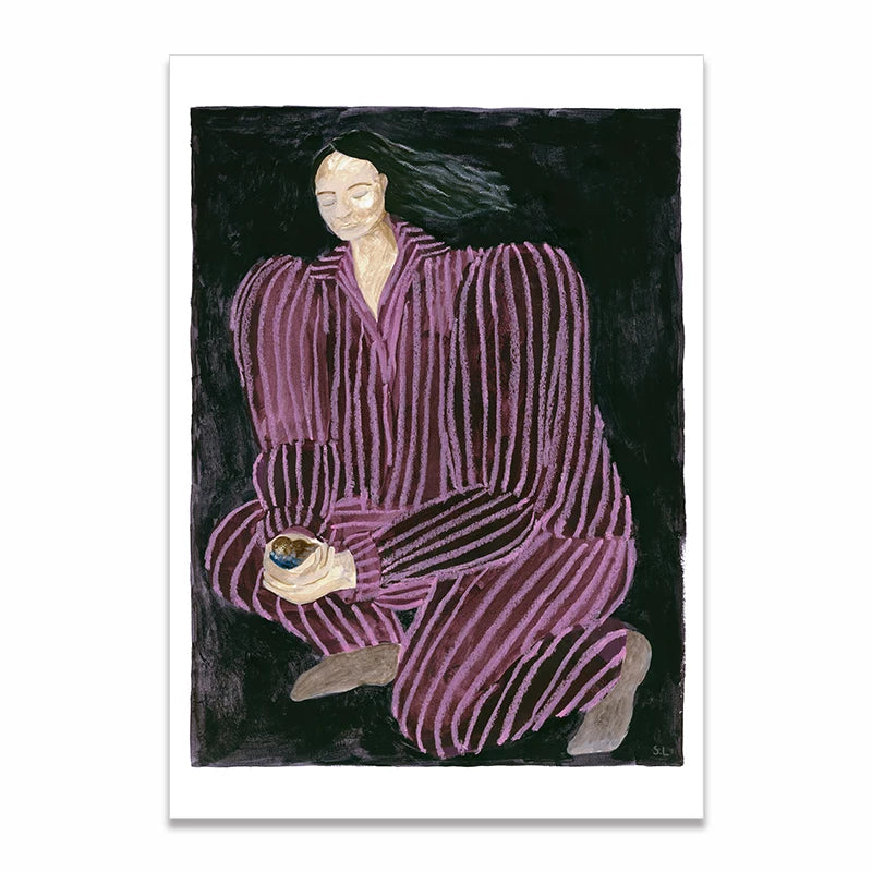 Pastel Kneeling Balloon Lady Print - Sudd