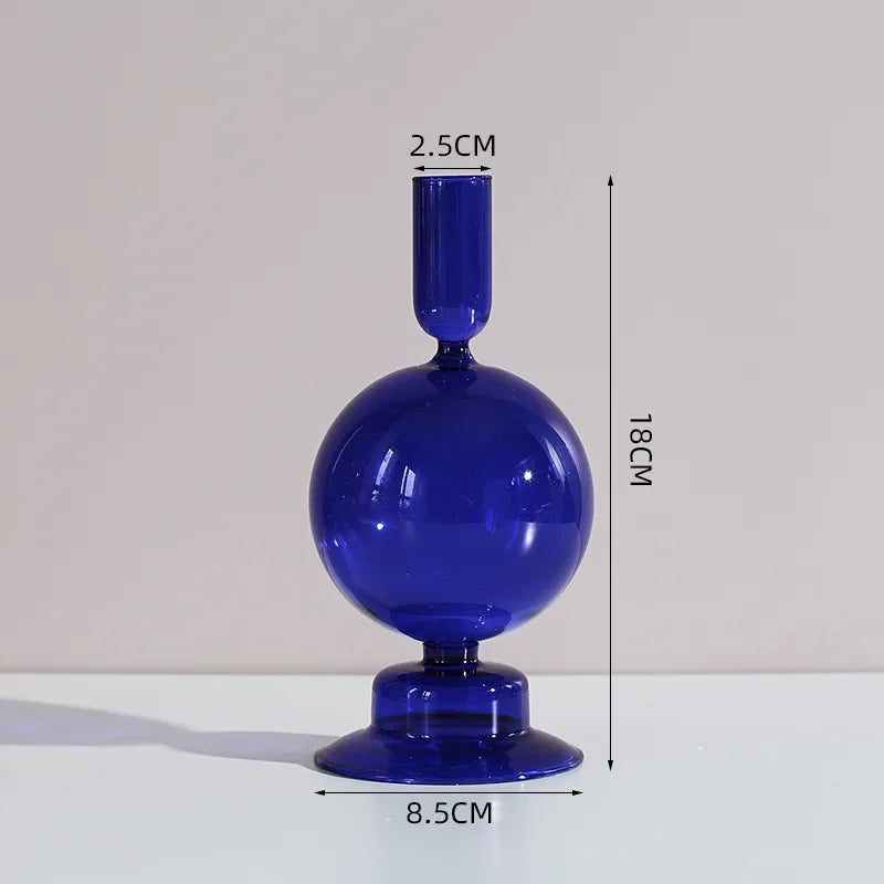 Blue Glass Candle Holder - Sudd