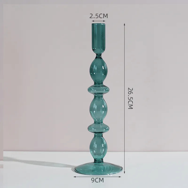 Off Green Glass Candle Holder - Sudd