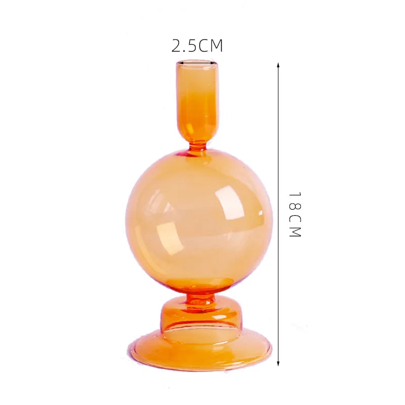 Orange Glass Candle Holder - Sudd