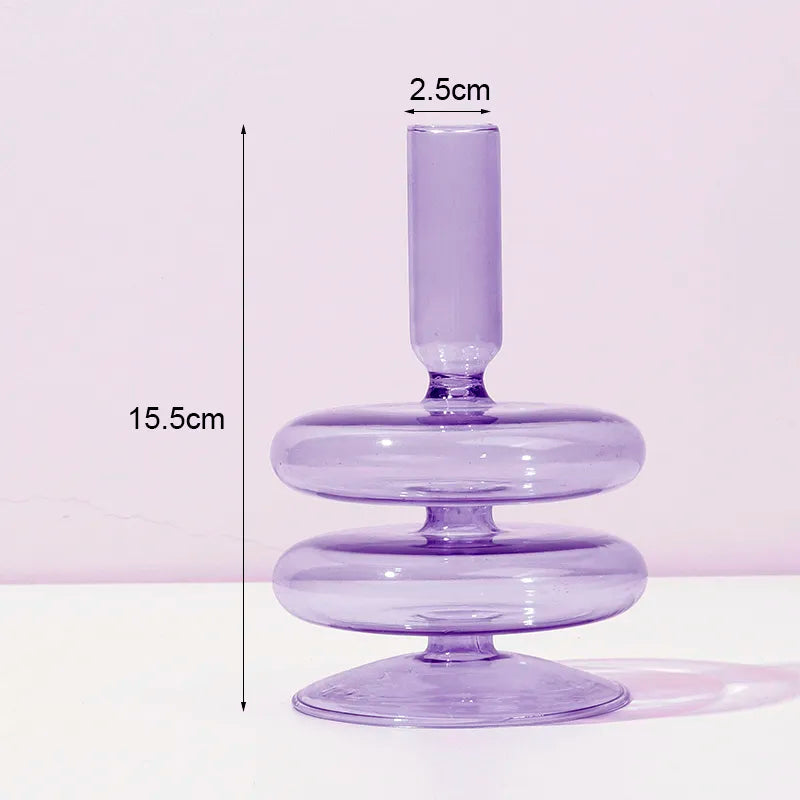 Purple Glass Candle Holder - Sudd