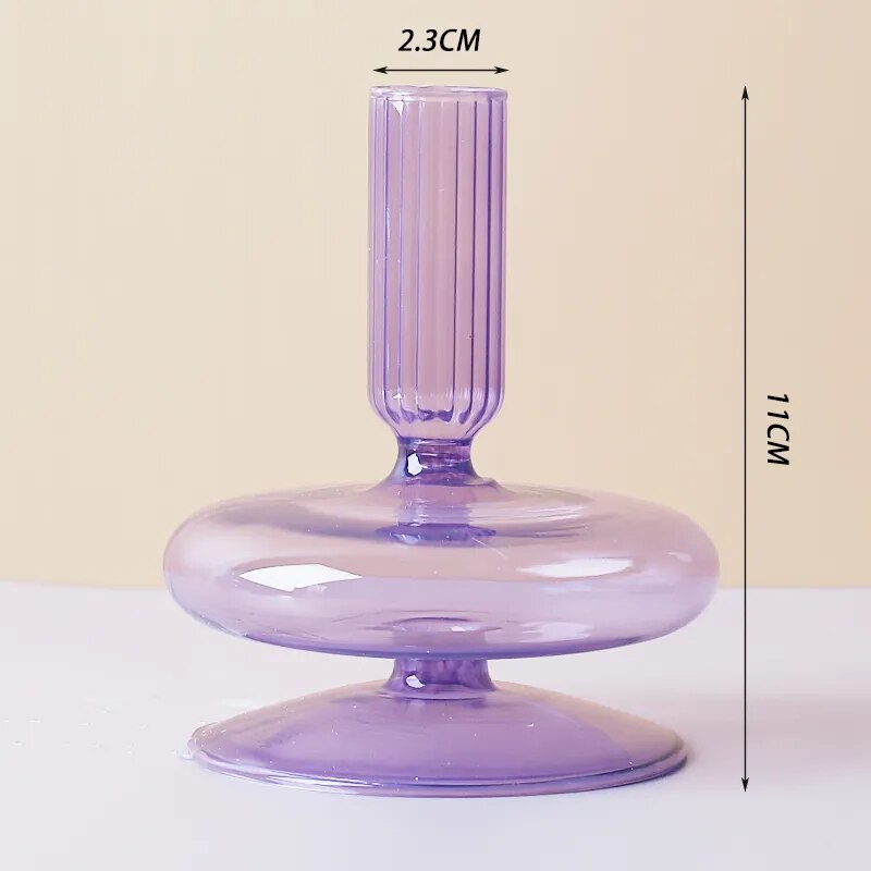 Purple Glass Candle Holder - Sudd