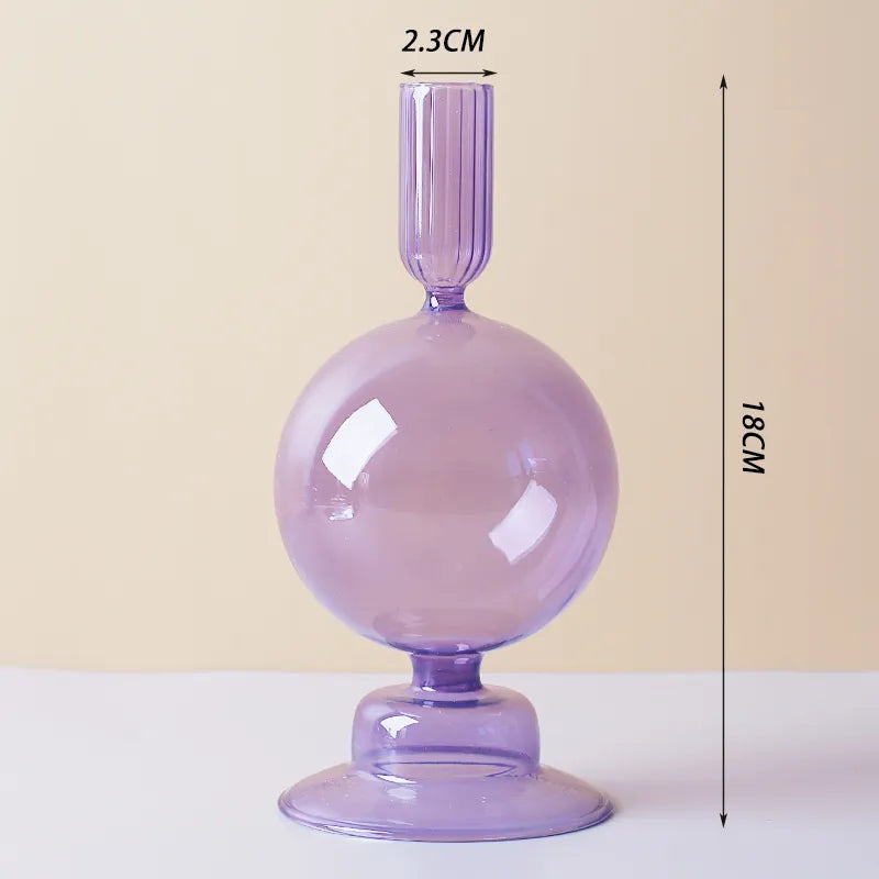 Purple Glass Candle Holder - Sudd